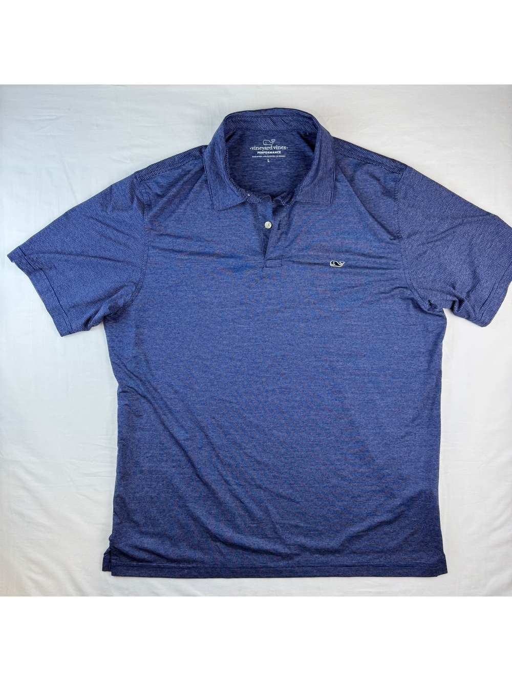 Vineyard Vines Performance Striped Polo Shirt Navy Blue, Mens Size Large GOLF